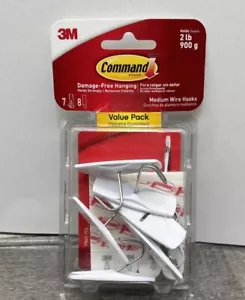3M Command Medium Wire Hooks, White, Damage Free, 7 Hook Value Pack, 2 Lb {B} - Picture 1 of 10