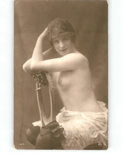 Foto estampada plateada erótica francesa desnuda original década de 1920 RPPC erótica - Imagen 1 de 2