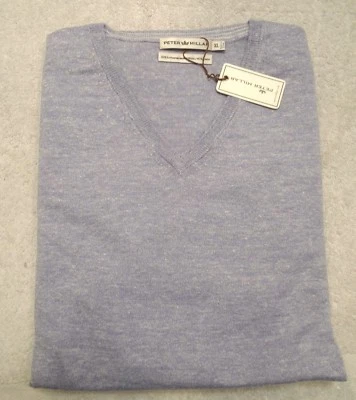 Peter Millar Lightweight Wool & Linen V-neck Sweater NWT XL $145 Mirage Purple — 第 1/3 张图片