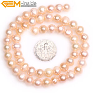 Round 7-8mm Gemstone Freshwater Pearl Loose Beads For Jewelry Craft Making 15"