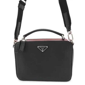 Bolso de Hombro PRADA Brique 2WAY Cuero Saffiano Negro/Rojo 2VH069 - Imagen 1 de 17