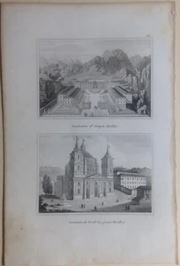 Stampa antica Veduta Santuario Oropa Biella N.S. Vico Mondovi Audot 1837 - Picture 1 of 3