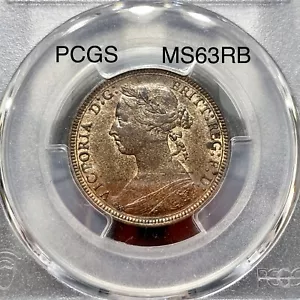 1887 Great Britain Half Penny PCGS MS63 RB 1/2D - Picture 1 of 6
