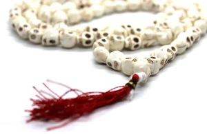 Howlite Teschio Mala, Kapala Collana, 108+1 Mala Perline, Preghiera Yoga - Picture 1 of 5