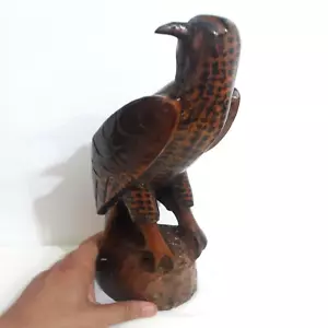 Vintage Hand Carved Wood Eagle Statue Sculpture Bird Wooden Figurine 15" In Tall - Picture 1 of 24