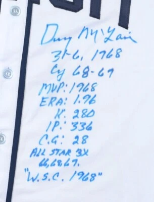 DANNY McLAIN HAND SIGNED DETROIT TIGERS W/ 10 LINES OF STAT JERSEY. JSA COA. - Image 1 of 3