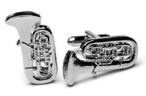 Tuba (Rotary Valve) Cufflinks - Music Gift - Gift for Brass & Brass Teacher - - Zdjęcie 1 z 1