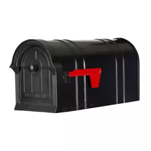 Post Mount Mailbox Black Heavy Duty Steel and Aluminum Universal Mounting Design - Picture 1 of 6