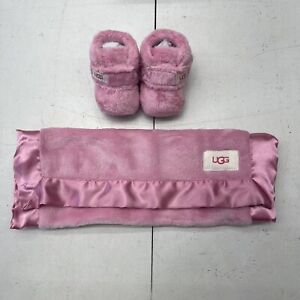 UGG Bixbee Bootie & Lovey Blanket Set Pink Infant Size 0-6 Months New