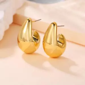 Elegant Chunky Dome Teardrop Earrings - Thick Stainless Steel Statement Jewelry - Picture 1 of 24