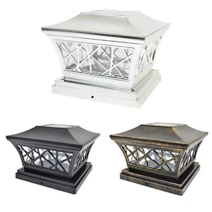 8 Black / Bronze / Silver 6 x 6 Solar Post Lights Outdoor Deck Cap Fence Lamp - Picture 1 of 21