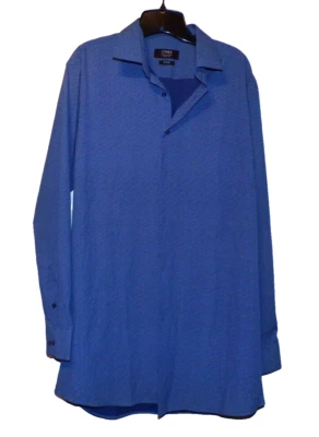 Jones New York Signature Men's slim fit blue white geo Shirt Size L 16/16.5 MR - Image 1 of 4