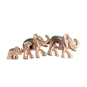Vintage Trio of Marching Elephants Gold-toned Brooch w flag pin & safety closure - Picture 1 of 3