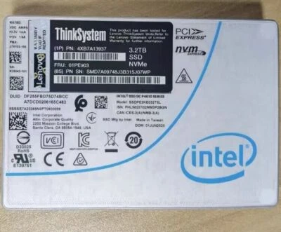 INTEL P4610 3.2TB SSD U.2 Solid State Drive SSDPE2KE032T8L NVME 01PE903 - Image 1 of 2