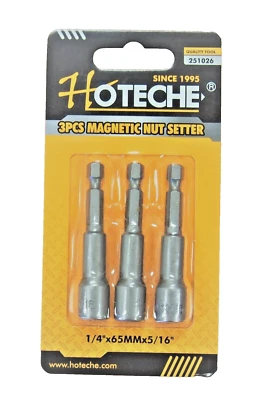 HOTECHE 3 PC 5/16" Magnetic Nut Driver 1/4" Shank 2-1/2" Long 251026 - Image 1 of 3