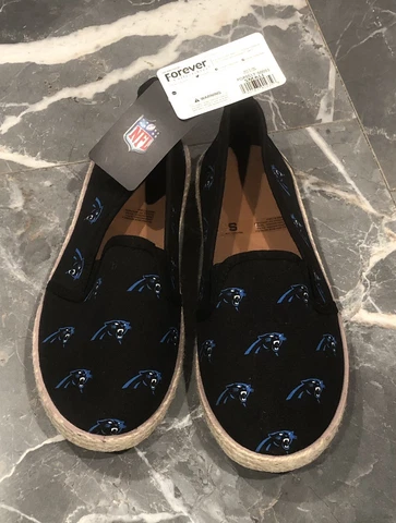 FOCO NFL Women's Carolina Panthers Espadrille Canvas Shoe Sz Small Cover