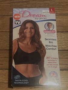 NEW Dream by Genie Bra Large Black Straps Adjust Wirefree Insta-cool Seen on TV - Picture 1 of 5