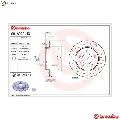 2x BRAKE DISC 08.A029.1X FOR MAZDA ZJ07/ZJ30/ZJ-VE/ZJ32 1.3L R2AA 2.2L 4cyl 3 - Image 1 of 4