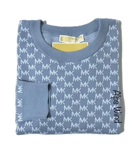 MICHAEL Michael KORS Women's MK Logo Long Sleeve Knit Sweater Chambray SZ. L NWT - Picture 1 of 6