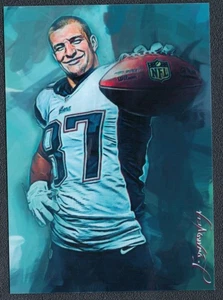 Tarjeta impresa giclee edición limitada firmada por artista auténtico de Rob Gronkowski 38/50 - Imagen 1 de 4