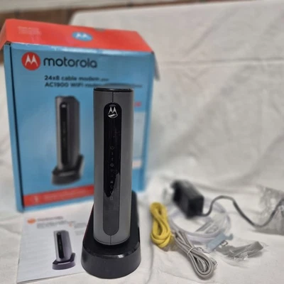 Motorola 24x8 cable modem plus AC1900 WiFi router With Voice Model MT7711  - Image 1 of 4