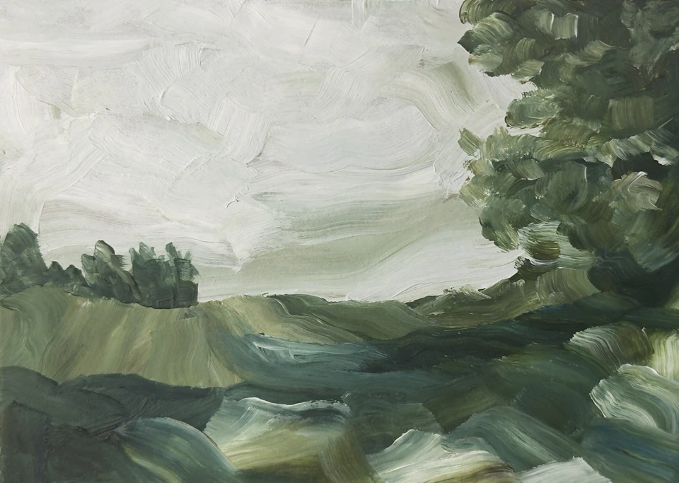 ACEO Original Oil Painting Landscape ATC Art Card Nature Abstract by Emmer Plaxe - Image 1 of 1