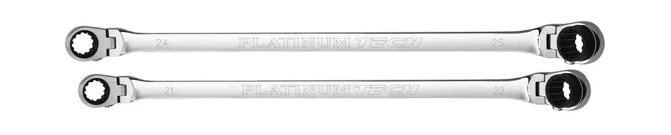 Platinum 2pc X-long Ratcheting Wrench Set 4 Metric Sizes