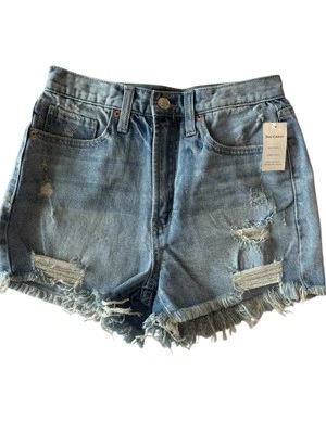 Juicy Couture Womens Sz 28 Cut Off Destroyed Denim Shorts  Blue NWT Boho Hi Rise - Image 1 of 4