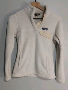 Patagonia Sweatshirt Womens Size XS Ivory Snap Pullover Kangaroo Pocket (G2) - Picture 1 of 8
