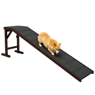 PawHut Pet Ramp for Dogs Cats with Non-Slip Carpet for Bed Sofa, Brown - Image 1 of 4