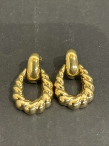 Gold Tone Dangle Stud Earrings Estate Find - Picture 1 of 5