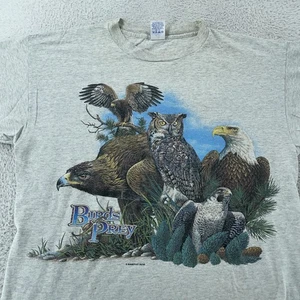Vintage Birds of Prey Shirt Mens XL Hawk Eagle Owl Wildlife Nature Tee 90s USA - Picture 1 of 10