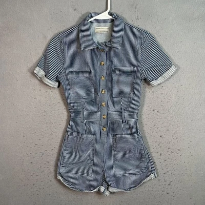 Mameluco de algodón a rayas azul y blanco Urban Outfitters para mujer talla XS Foto 1 de 4