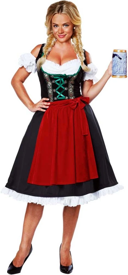 Dirndl Mujeres Oktoberfest Fraulein Corsé Vestido Delantal Pettiskirt Halloween 01572 Foto 1 de 1