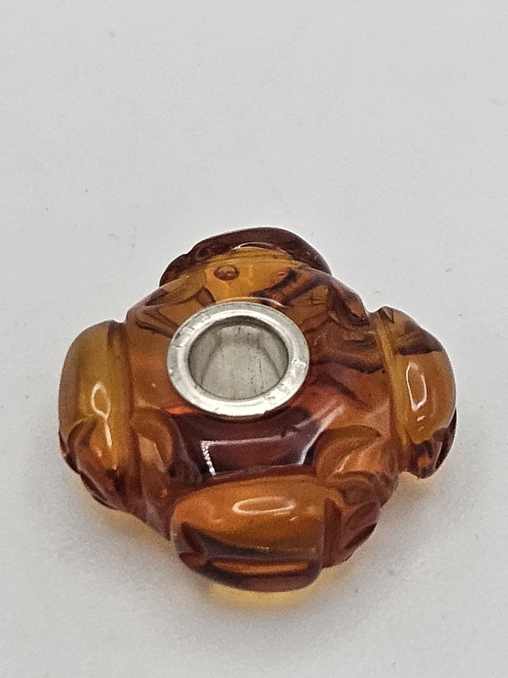 Cuentas de plata esterlina escarabajo ámbar talladas Trollbeads genuinas  Foto 1 de 4