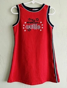 Vtg 90's UR It Red Sport Jumper Dress 6 All American Cutie White Blue Side Strip - Picture 1 of 5