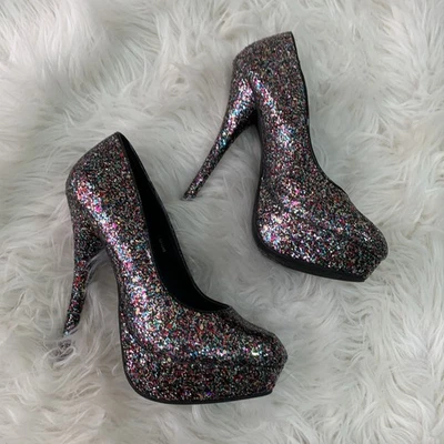 Charlotte Russe Multicolor Brillo 5” Tacones Talla 6 Foto 1 de 4