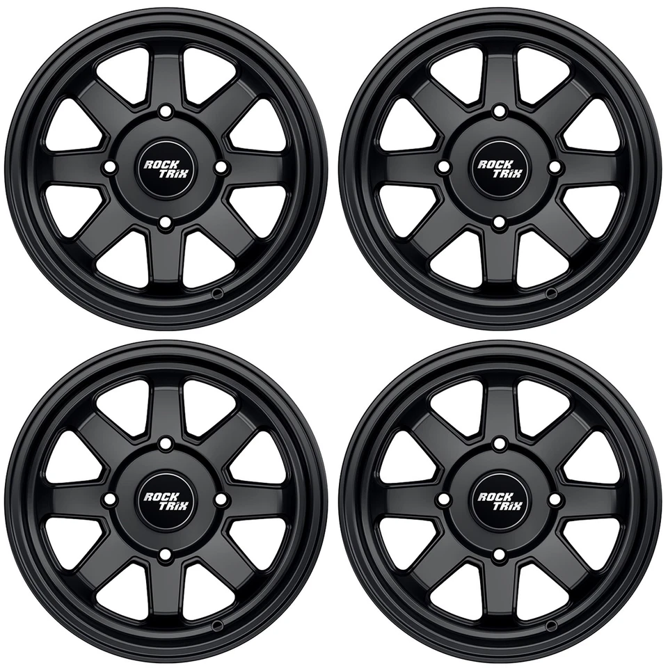 4 件 14 英寸 RT116 RockTrix 车轮全地形车 UTV SxS,14x7,4+3,4x156 4/156,哑光黑色 — 第 1/4 张图片