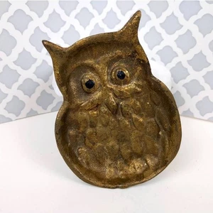 Vintage Brass Owl Ashtray Trinket Dish, Owl Bird Decor, 4.5" x 3.5" - Picture 1 of 8