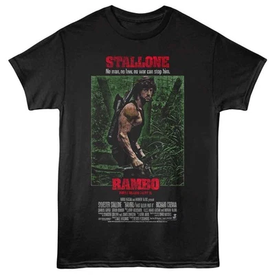 Rambo - First Blood Jungle Poster - Black - Adult Unisex Short Sleeve T-Shirt - Image 1 of 3