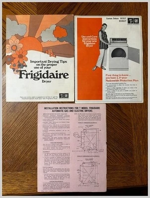 Frigidaire Custom Deluxe Dryer Manual DCD63T Use & Care Guide 1970s Seventies - Image 1 of 4