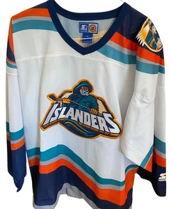 NEW YORK ISLANDERS Vtg 1990s 1995-97 FISHERMAN Starter HOCKEY Jersey Sewn XL - Picture 1 of 6
