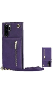 Leather Card Wallet Purse Zipper Bag Phone Case For Huawei P30 P40 Mate 20 Pro - Picture 1 of 7