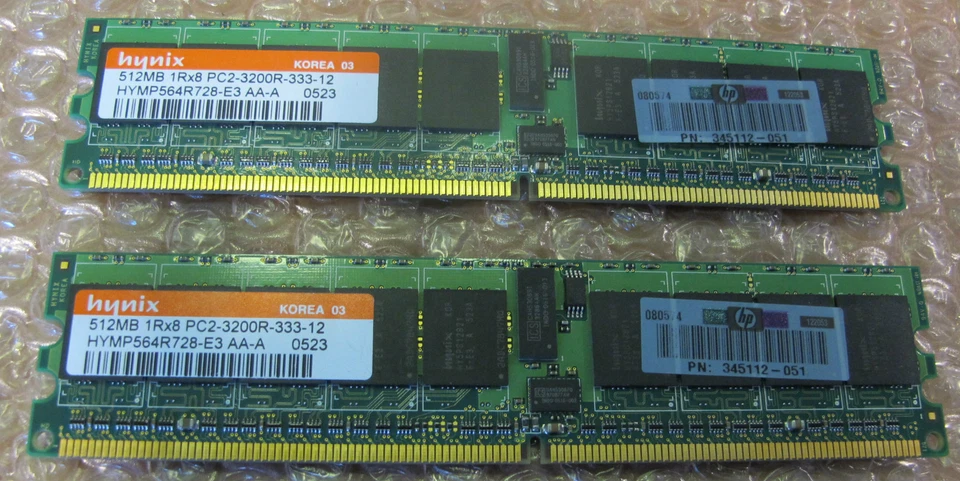 1GB RAM Memory Module 2 x 512MB PC3200R-333-12 HYMP564R728-E3 AA-A - Image 1 of 1