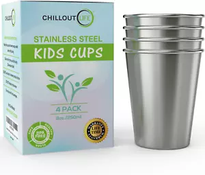 Stainless Steel Cups for Kids and Toddlers 8 Oz - Stainless Steel Sippy Cups for - Picture 1 of 12
