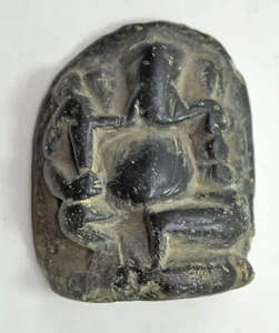 Antica statuina idolo dio pietra nera Ganesha originale vecchia fine intagliata a mano  - Foto 1 di 7