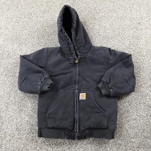 Carhartt Jacket Boys S 7-8 Black Canvas Bomber Barn Work Chore Coat Youth Kids - Picture 1 of 14