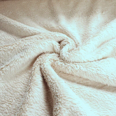 Stoff Baumwolle Plüsch Teddy hellbeige Webpelz weich flauschig natur - Bild 1 von 3