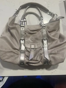 Botkier Trigger Clyde Handbag Purse Shimmer Silver Handle Shoulder Zipper Large - Picture 1 of 8