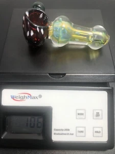 USA TOBACCO 4” SMOKING HAND PIPE BLOWN GLASS STRAWBERRY MARBLE WORK SHERLOCK - Picture 1 of 12